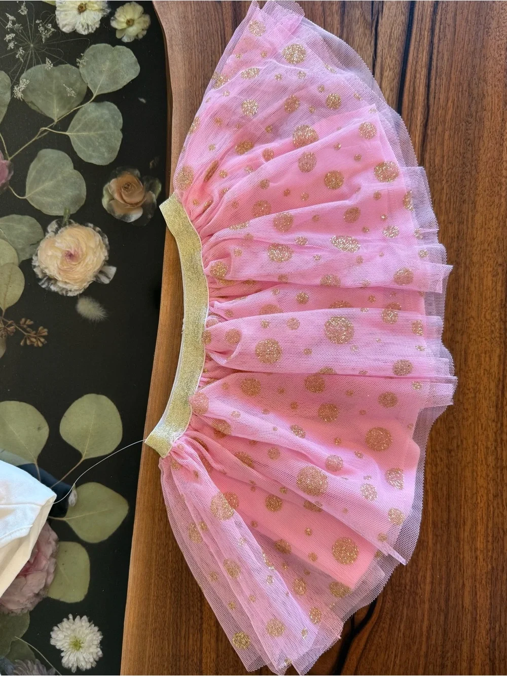 Baby Grand Signature 12 Months 2 Piece Pink Angel Gold Polka Dot Skirt Outfit